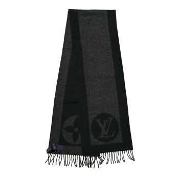 LOUIS VUITTON Lambswool Angora Cardiff Scarf Black Grey