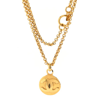 CHANEL CC Medallion Long Chain Necklace Gold