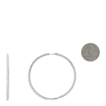 ROBERTO COIN 18K White Gold Diamond 7.55ctw Inside Outside Hoop Earrings