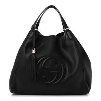 GUCCI Pebbled Calfskin Large Soho Shoulder Bag Black