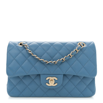 CHANEL Caviar Quilted Small Double Flap Blue