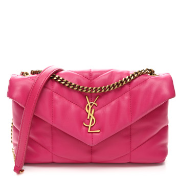 SAINT LAURENT Lambskin Quilted Toy Loulou Puffer Monogram Chain Satchel Bubblegum
