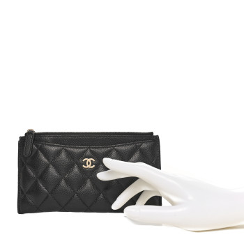 CHANEL Caviar Quilted Classic Zip Pouch Black