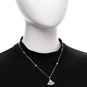 BULGARI 18K White Gold Diamond Aquamarine Divissima Necklace