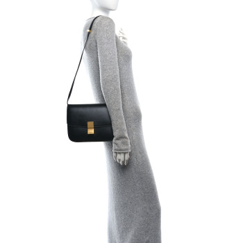 CELINE Box Calfskin Medium Classic Box Flap Bag Black