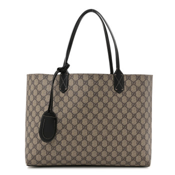 GUCCI Calfskin GG Supreme Monogram Medium Reversible Tote Black