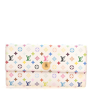 LOUIS VUITTON Monogram Multicolor Sarah Wallet White Litchi