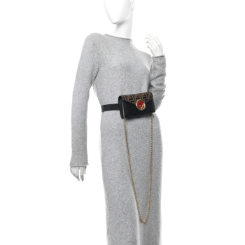 FENDI Vitello Liberty F is Fendi Bi-Color FF 1974 Embossed Envelope Belt Bag Maya Black