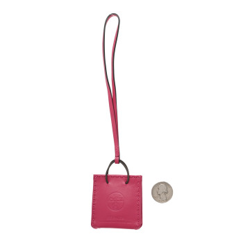 HERMES Milo Lambskin Swift Shopping Bag Charm Rose Mexico