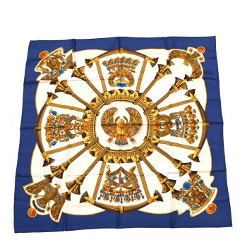 HERMES Scarf Scarabees Eu Pectoraux 90