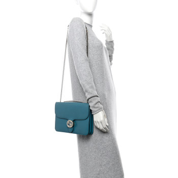 GUCCI Dollar Calfskin Interlocking G Shoulder Bag Deep Cobalt