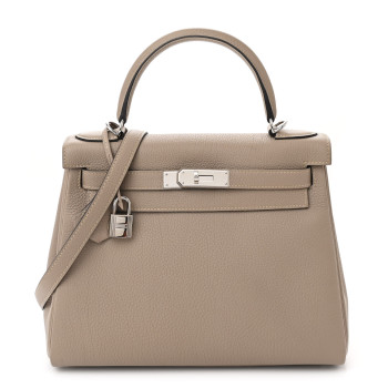 HERMES Togo Kelly Retourne 28 Gris Tourterelle