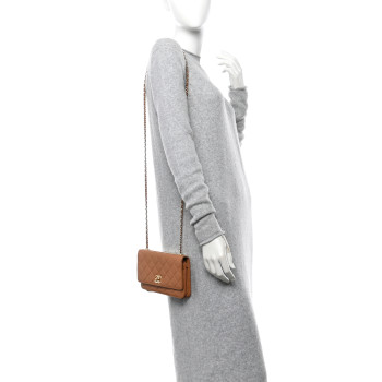 CHANEL Lambskin Quilted Trendy CC Wallet On Chain WOC Camel