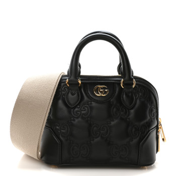 GUCCI Calfskin GG Matelasse Mini Top Handle Bag Black