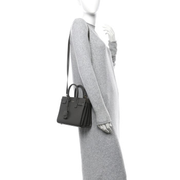 SAINT LAURENT Grained Calfskin Nano Sac De Jour Coal