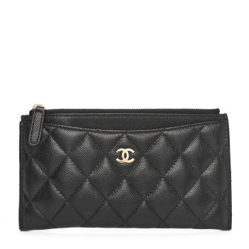 CHANEL Caviar Quilted Classic Zip Pouch Black