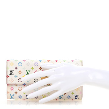 LOUIS VUITTON Monogram Multicolor Sarah Wallet White Litchi