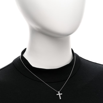 TIFFANY Platinum Diamond Small Cross Pendant Necklace