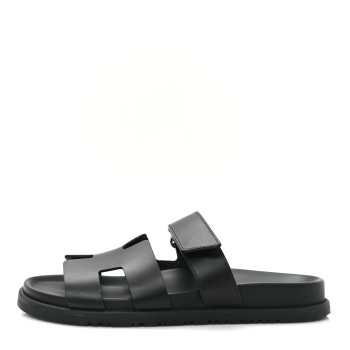 HERMES Calfskin Womens Chypre Sandals 38 Black