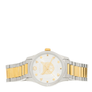 GUCCI Stainless Steel 27mm G-Timeless Two Tone Cat Quartz Watch