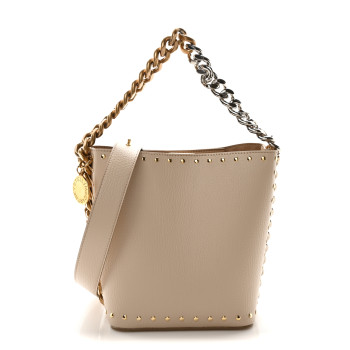STELLA MCCARTNEY Grainy Alter Mat Studded Frayme Bucket Bag Cream