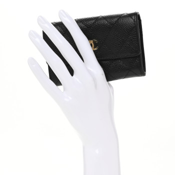 CHANEL Caviar Quilted Flap Card Holder Black
