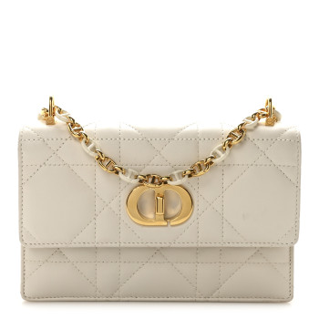 CHRISTIAN DIOR Lambskin Macrocannage Mini Miss Caro Bag Latte