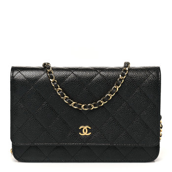 CHANEL Caviar Quilted Wallet on Chain WOC Black