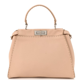 FENDI Cuoio Romano Selleria Bi-Color Medium Peekaboo Iconic Satchel Rosa Plaster Pesca