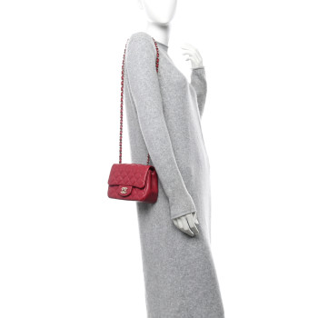 CHANEL Lambskin Quilted Mini Square Flap Dark Pink