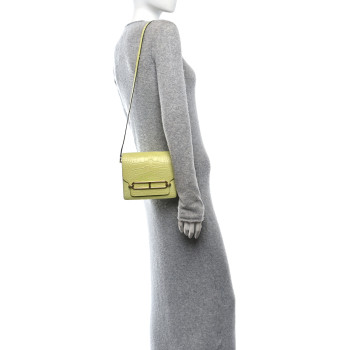 HERMES Matte Alligator Mini Sac Roulis Jaune Bourgeon