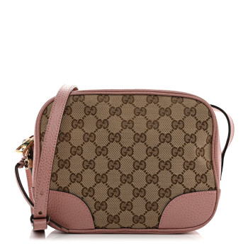 GUCCI Monogram Mini Bree Messenger Bag Beige Soft Pink
