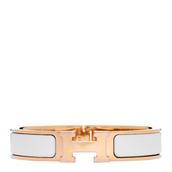 HERMES Enamel Narrow Clic Clac H Bracelet GM White