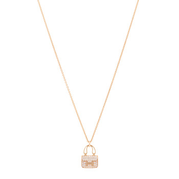HERMES 18K Rose Gold Diamond Constance Amulettes Pendant Necklace