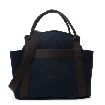 HERMES Toile Sac De Pansage Groom Bleu Navy Feu