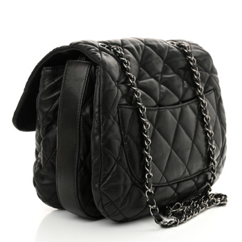 CHANEL Lambskin Quilted Large Chanel 3 Flap Black