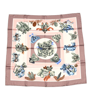 HERMES Silk Confident Des Coeurs Scarf 90 Purple Multicolor