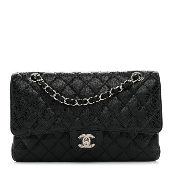 CHANEL Caviar Quilted Medium Double Flap Black
