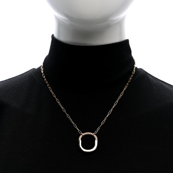 TIFFANY 18K Rose Gold Diamond Medium Lock Pendant Necklace