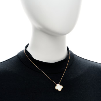 VAN CLEEF & ARPELS 18K Rose Gold Mother of Pearl "Edition Ginza" Magic Alhambra Pendant Necklace