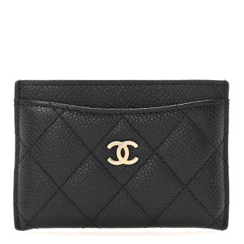 CHANEL Caviar Quilted Card Holder Black