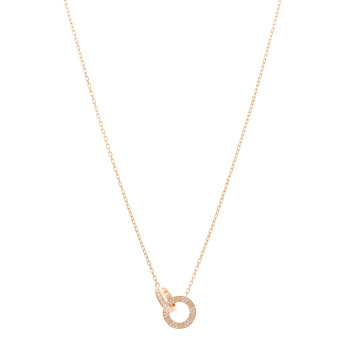 CARTIER 18K Pink Gold Diamond Interlocking LOVE Paved Necklace