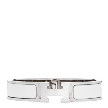 HERMES Enamel Narrow Clic Clac H Bracelet PM White