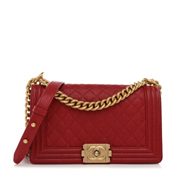 CHANEL Caviar Quilted Medium Boy Flap Dark Red