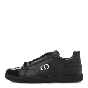 CHRISTIAN DIOR Calfskin Suede Logo Sneakers 37.5 Black