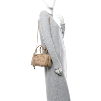 MIU MIU Nappa Matelasse Large Arcadie Top Handle Bag Sabbia