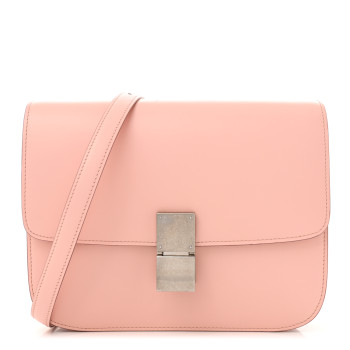CELINE Smooth Calfskin Medium Classic Box Flap Bag Pink