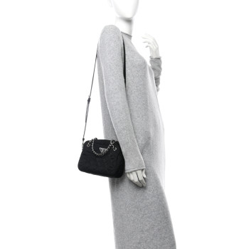PRADA Nylon Tessuto Impuntu Quilted Bandoliera Crossbody Bag Black