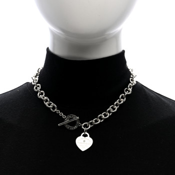 TIFFANY Sterling Silver Diamond Return to Tiffany Heart Tag Toggle Necklace