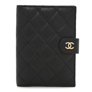 CHANEL Caviar Quilted Passport Holder Black